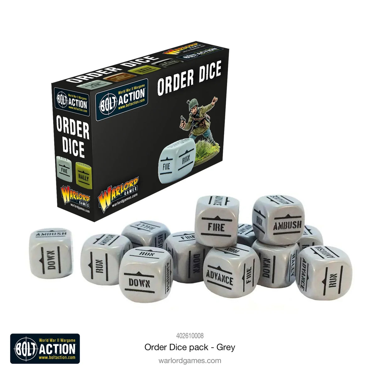 Bolt Action - Order Dice: Grey